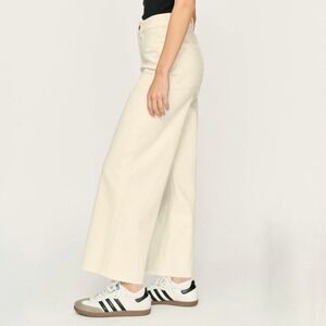 DL1961 Hepburn Wide Leg Jeans Size 18W High Rise‎ Vintage Raw Hem Eggshell